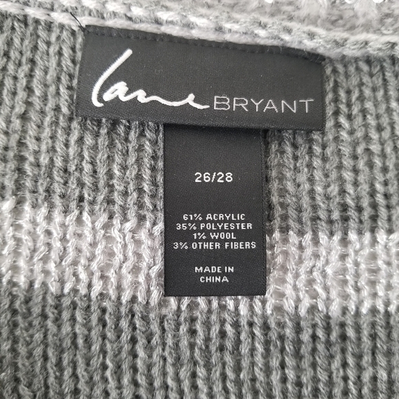 Lane Bryant Gray Cream Stripped Color block Sparkly Knit Sweater Size 26/28 - Picture 4 of 10